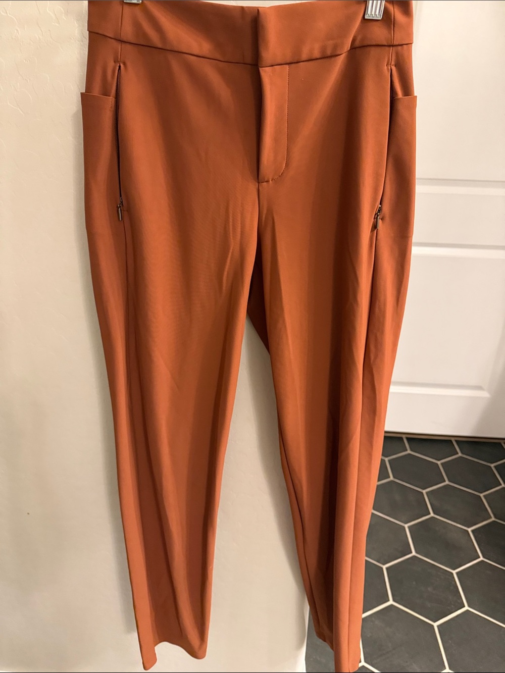 Athleta Slim Straight Pants in Rust Orange